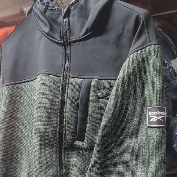 Reebok Two-Tone Black and Green Hoodie Jacket - Picture 3 of 7